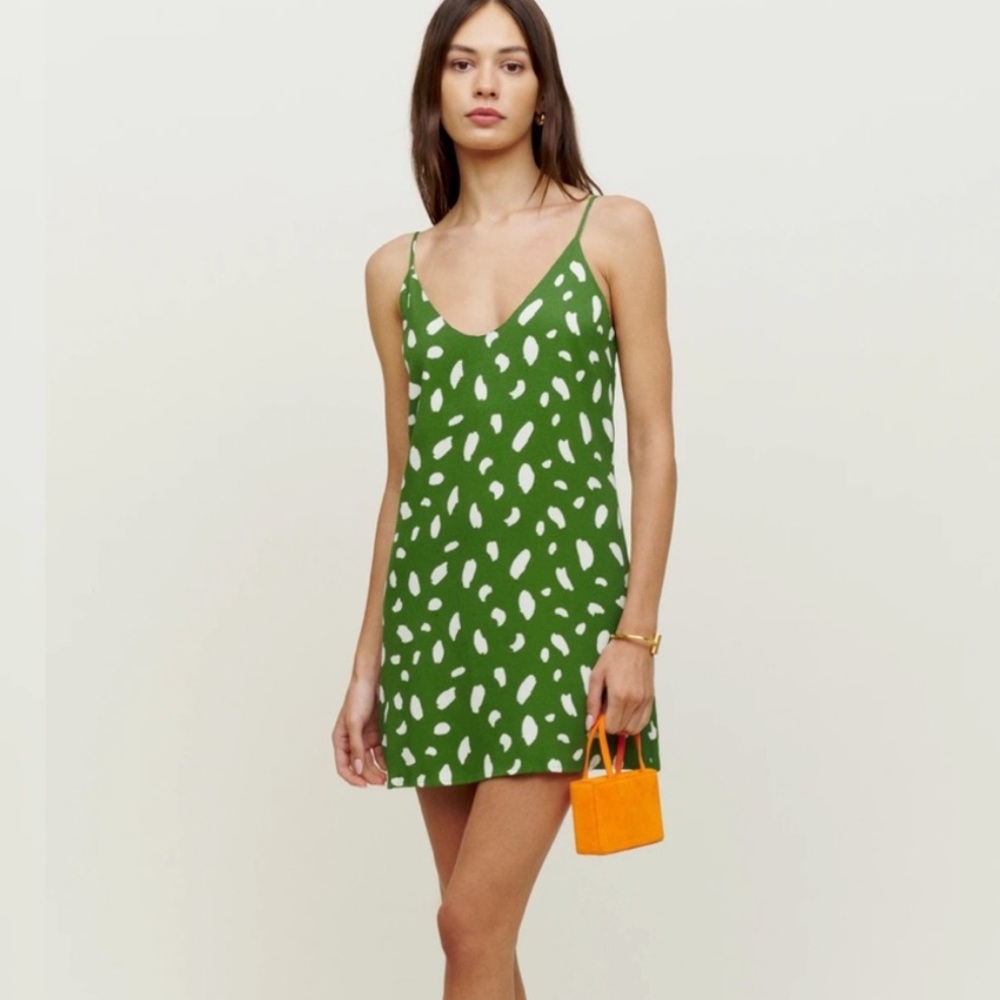 Reformation Ventura Mini Dress in spotted print